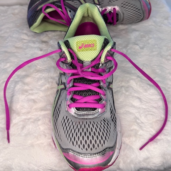Asics Shoes - Asics Women's Athletic Shoes - Gray and Pink with Green Accents size 9.5